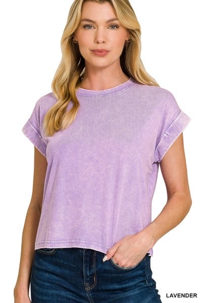 Lavender Washed Crop Tee