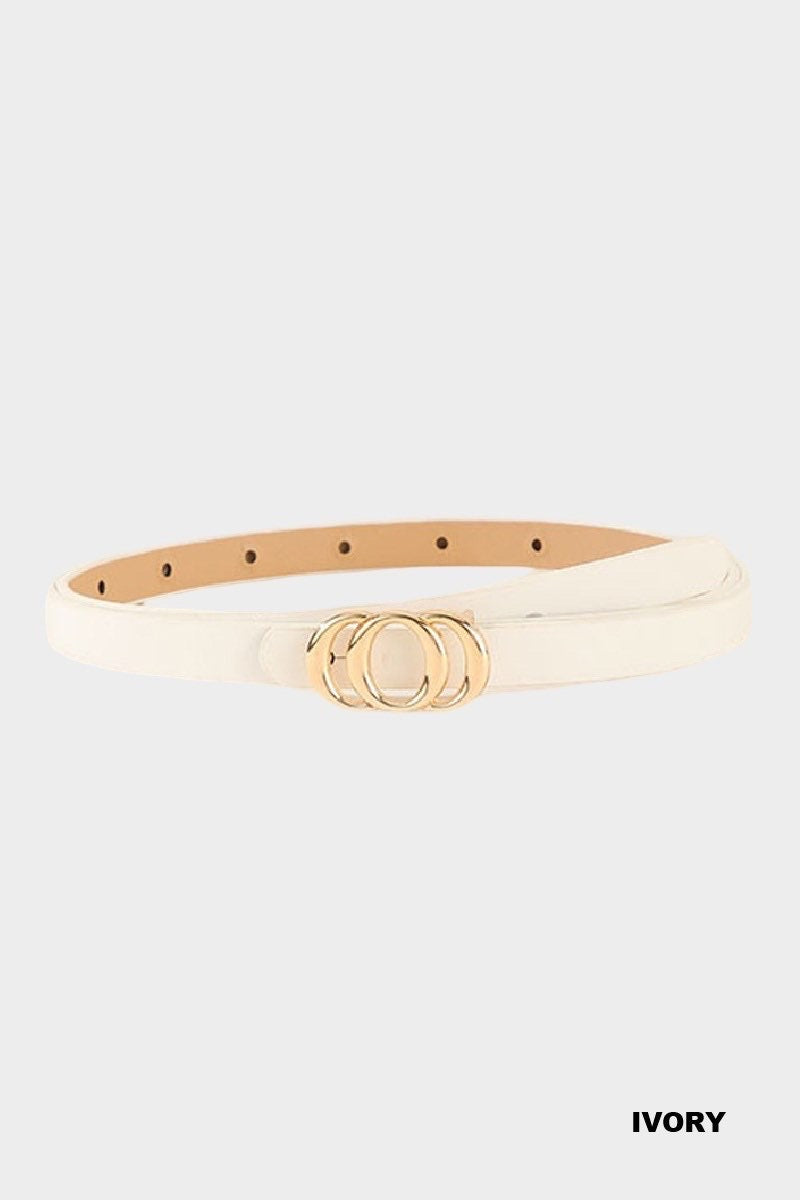 Ivory double-ring-skinny-belt