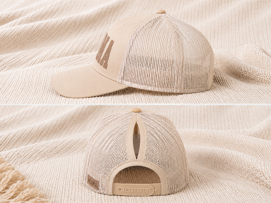 Cream Mama Ponytail Trucker Hat