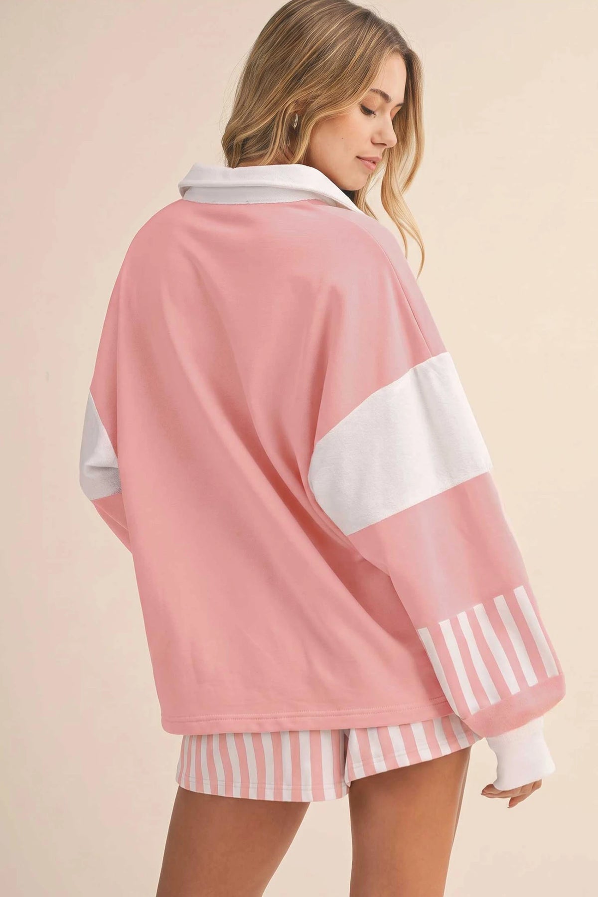 Pretty in Pink Striped Rugby Short Set – Blush