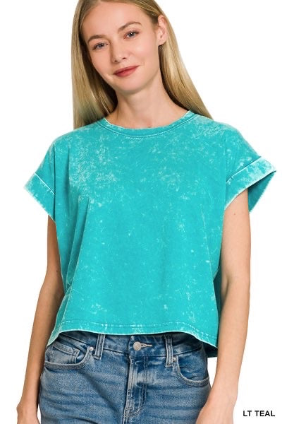 Light Teal Washed Tee