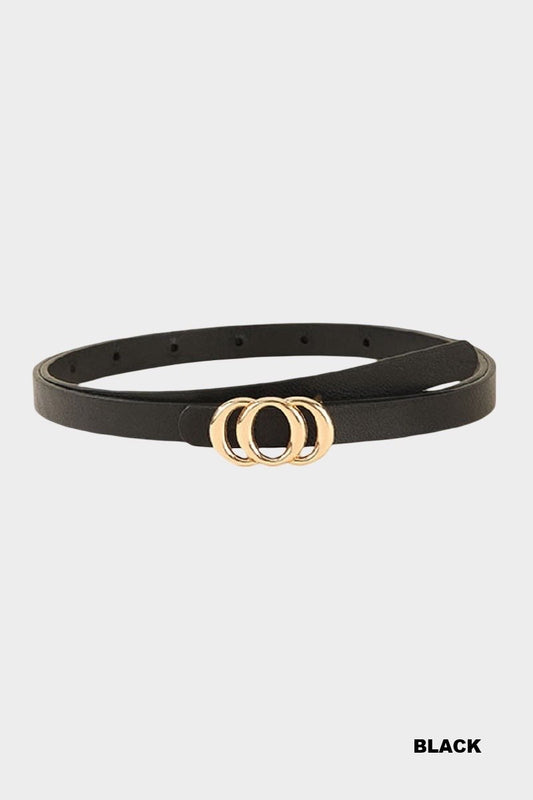Black double-ring-skinny-belt
