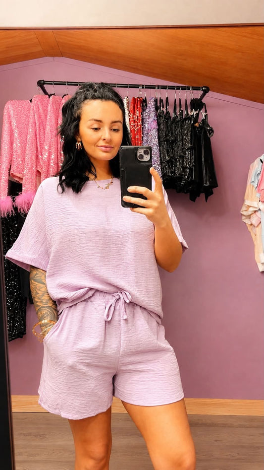 Mauve Woven Airflow Short Set (Zenana Brand)