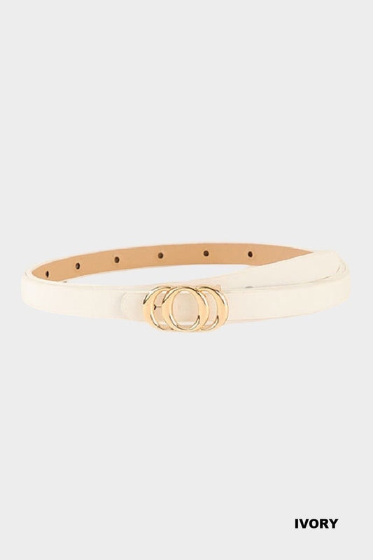 Ivory double-ring-skinny-belt