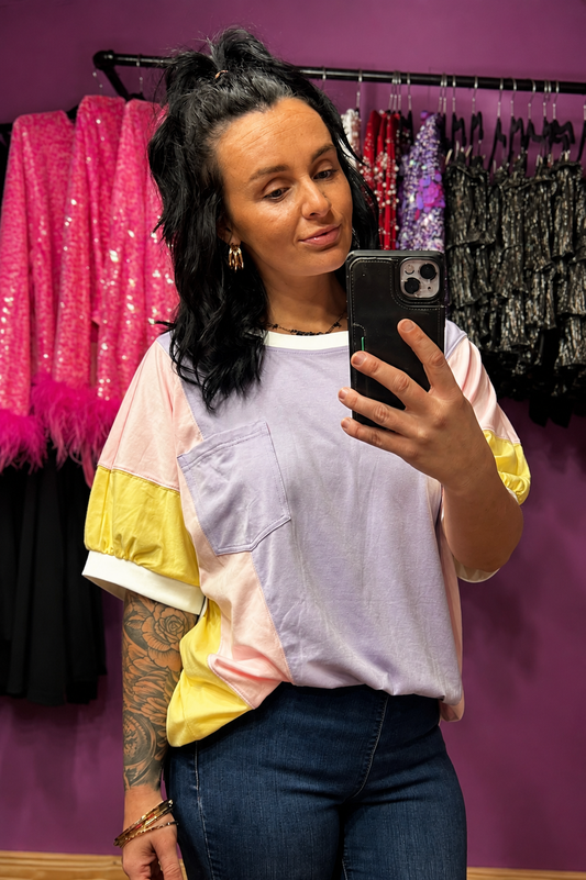 Pastel Colorblock Pocket Top