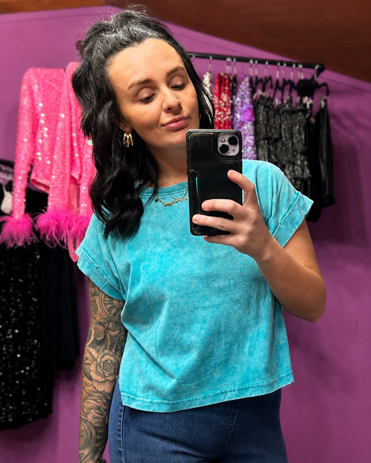 Light Teal Washed Tee
