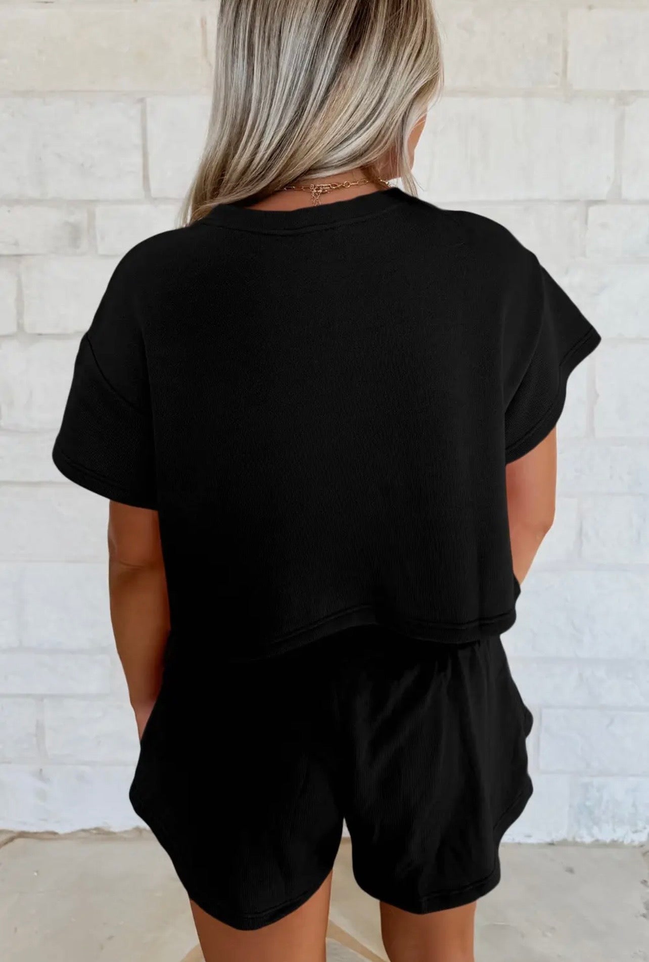 Black Cropped Lounge Set