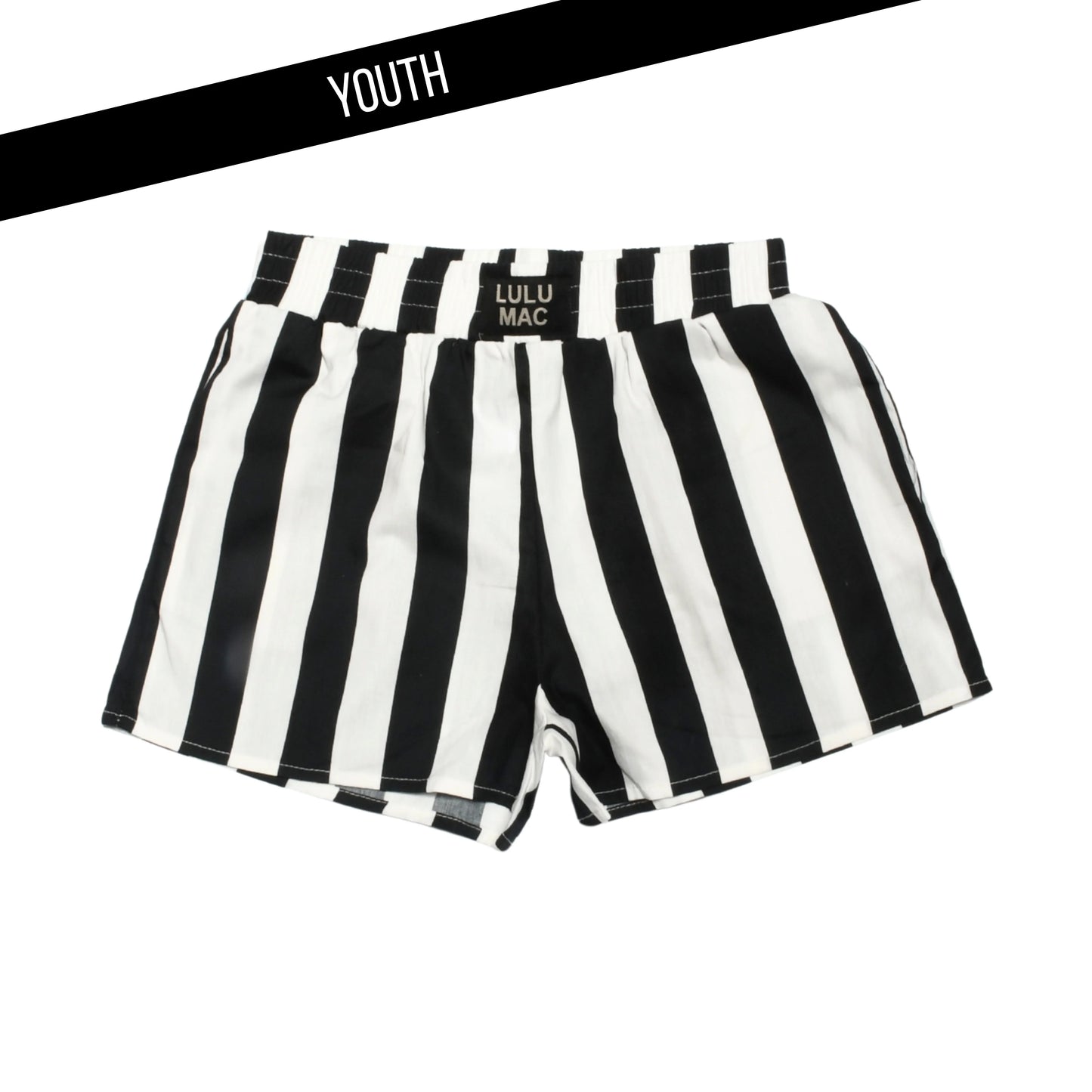 Youth Black & White Stripe Lulu Mac Shorts
