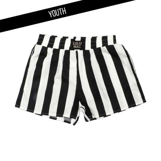 Youth Black & White Stripe Lulu Mac Shorts